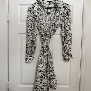 Maje White Black A-line Wrap Dress Size 3